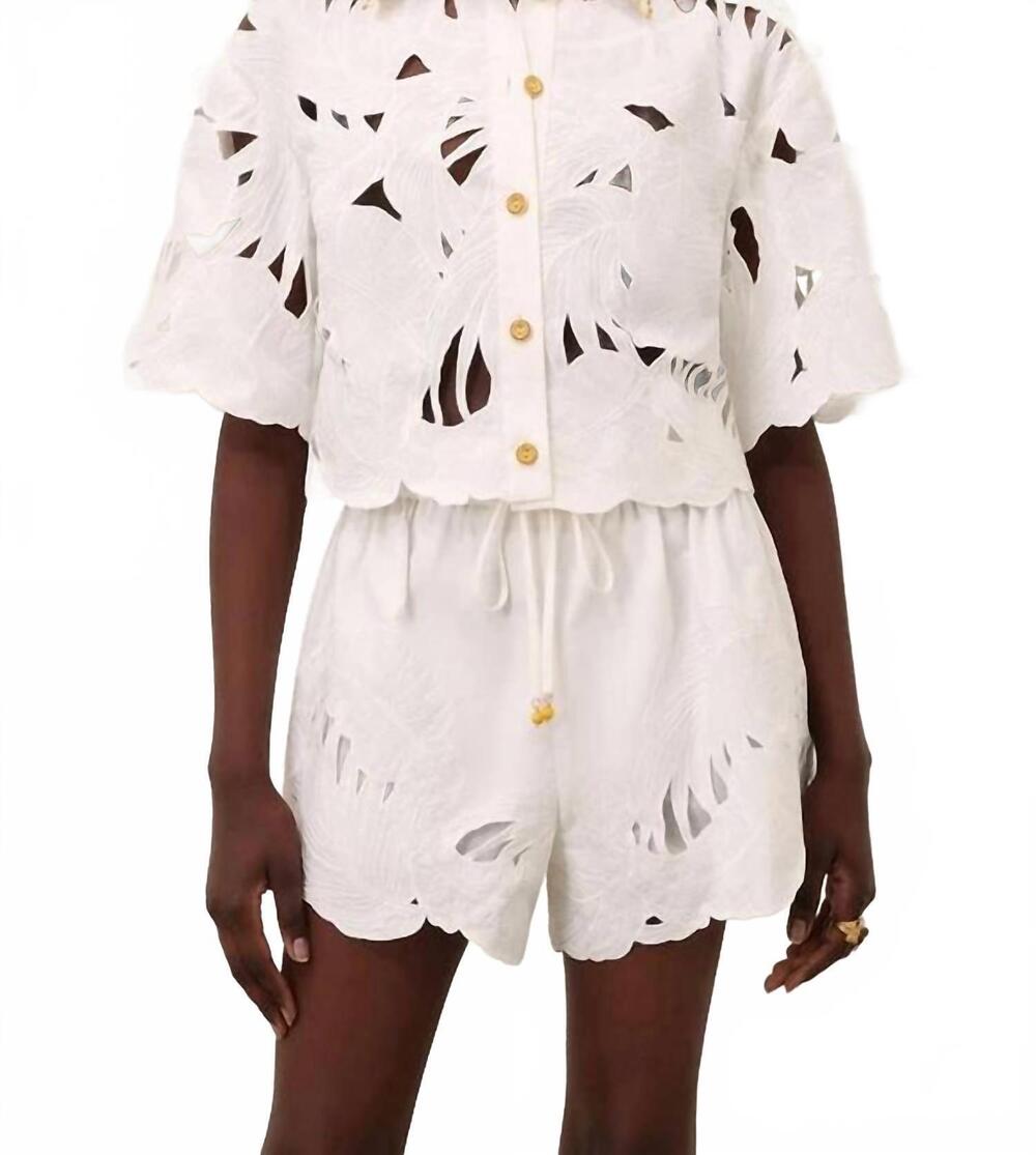 NEW ZIMMERMANN mahon embroidered crop top in ivory